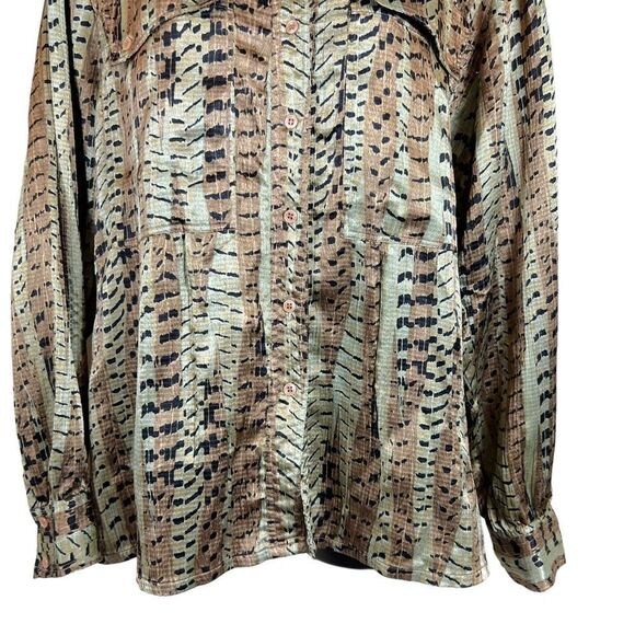 Vintage Nicola metallic animal print‎ long sleeve button up blouse - Picture 3 of 10